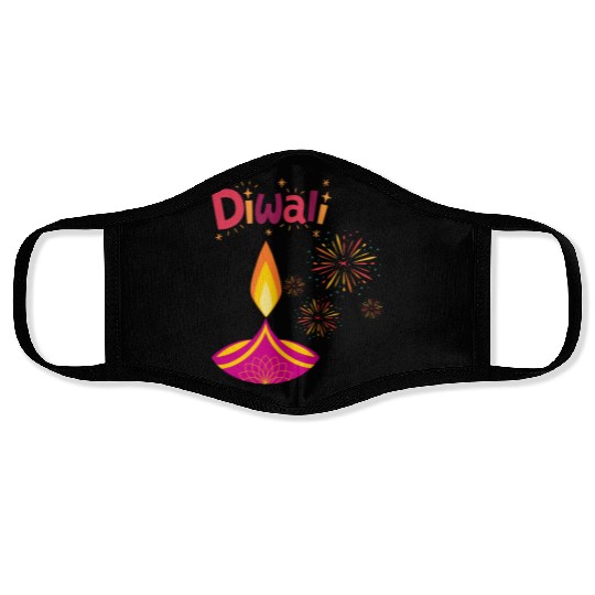 Diwali Design with Lamp & Festive Fireworks Face Masks