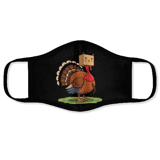 Turkey Funny Fake Cat Meow Thanksgiving Face Masks