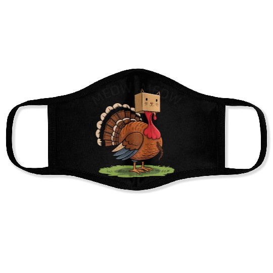 Turkey Funny Fake Cat Meow Thanksgiving Face Masks
