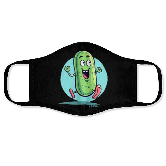 A Happy Running Pickle Face Masks