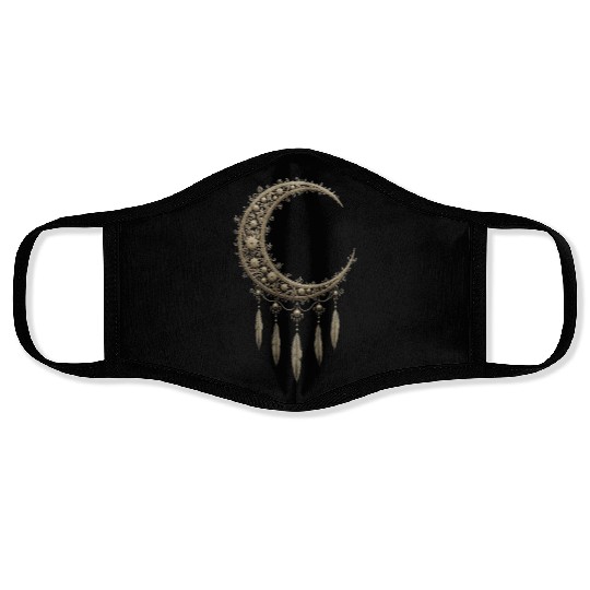 Elegant Moon With Feathers Face Masks