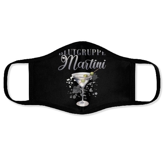 Blutgruppe Martini Cocktail Bartender Face Masks