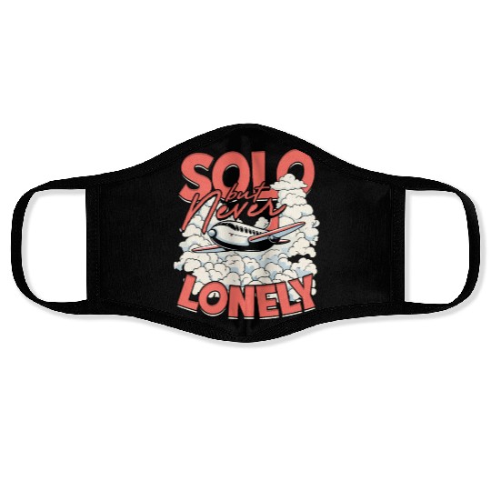 First Solo Flight Pilot Solo But Never Lonely Face Masks