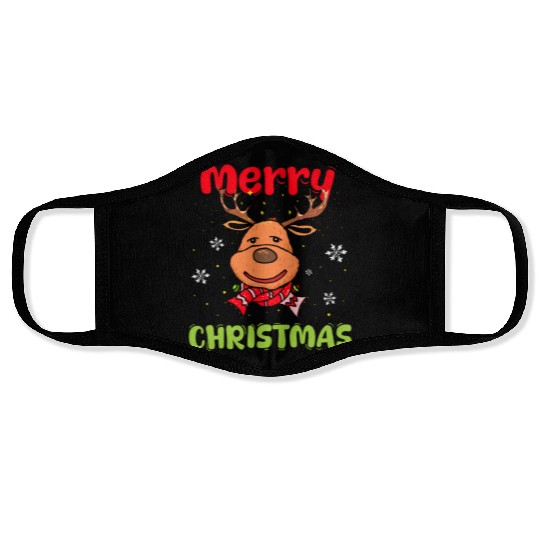 Merry Christmas Reindeer Men Women Family Matching Face Masks