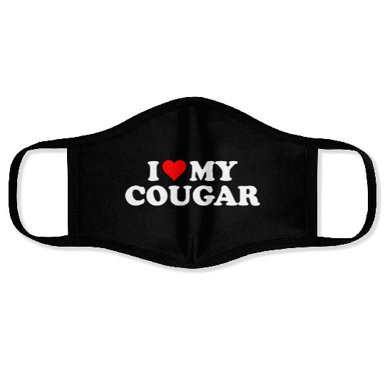 I Love Cougars Cougar Humor Valentine's Day 3BK1 Face Masks