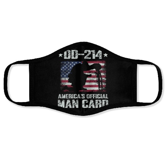 DD-214 America's Official Man Card Veteran Pride Face Masks