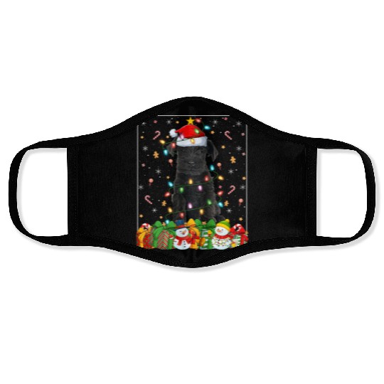 Miniature Schnauzer Dog Christmas Lights Face Masks