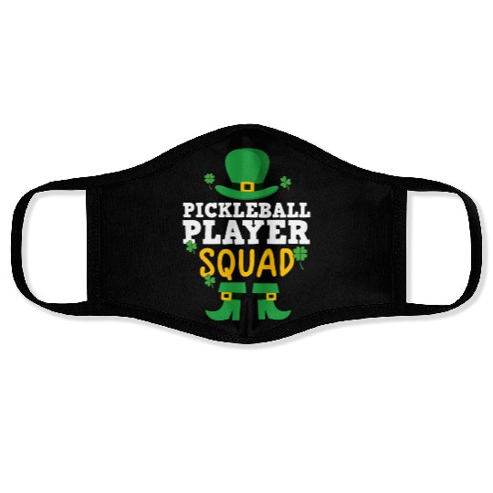Pickleball Player St Patrick's day shamrock Face Masks