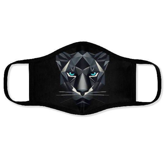 Geometric Black Panther - Power and Elegance Face Masks