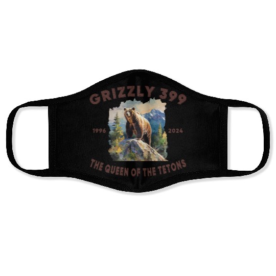 Grizzly 399 1996 - 2024, Queen of the Tetons Face Masks