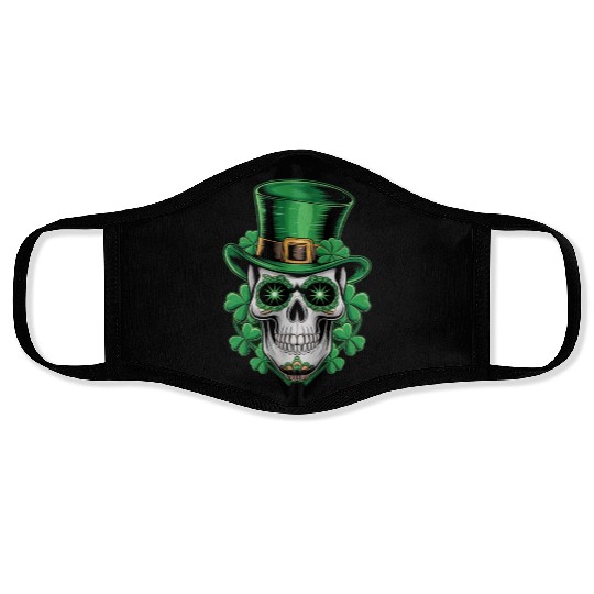 Sugar Skull St Patrick Day Lucky Shamrock Face Masks