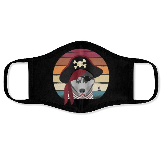 pirate dog Face Masks