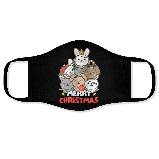 Bunny Christmas Tree Merry Christmas Face Masks