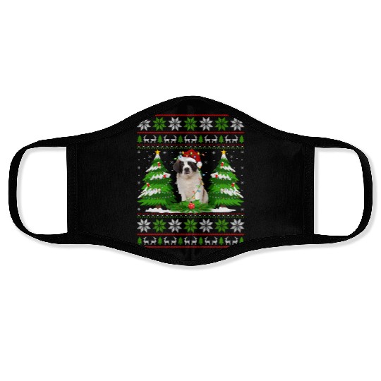 Saint Bernard Dog Christmas Tree Lights Face Masks
