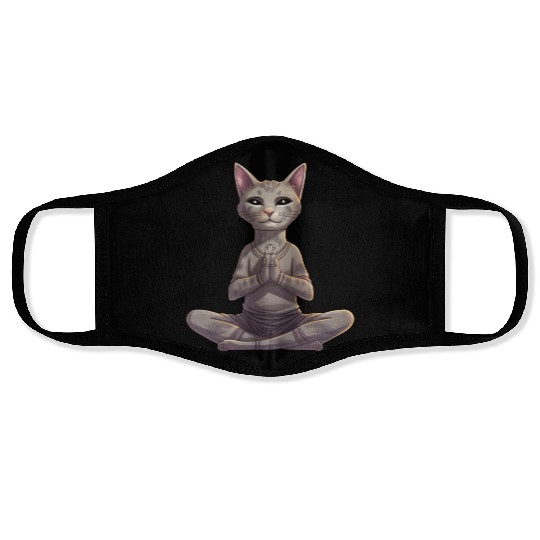 Cat yoga Face Masks