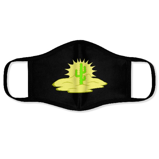 Cactus Desert Sunset Evening Sun Night Sunny Cacti Face Masks