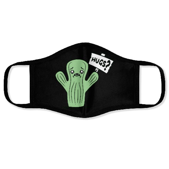 Funny Cactus Sad Face Hugs Sign Lonely Cry Comic Face Masks