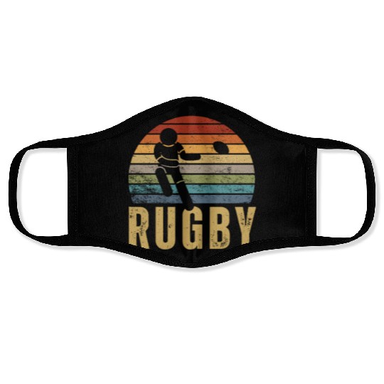 Rugby Player Vintage Retro 70s Design Rugby Face Masks