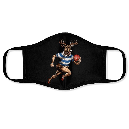 Deer rugby player Face Masks