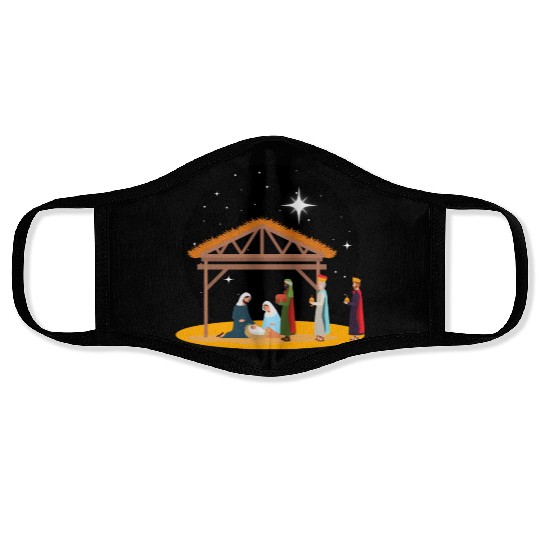 Christmas Holiday Manger Nativity Scene Face Masks