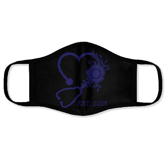 NAVY STETH FLOWER Face Masks