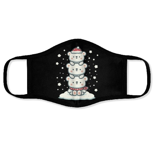 Polar Bear Christmas Tree Funny Animal Xmas Face Masks