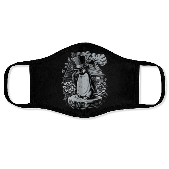 Dark Cottagecore Penguin in Top Hat by House Face Masks