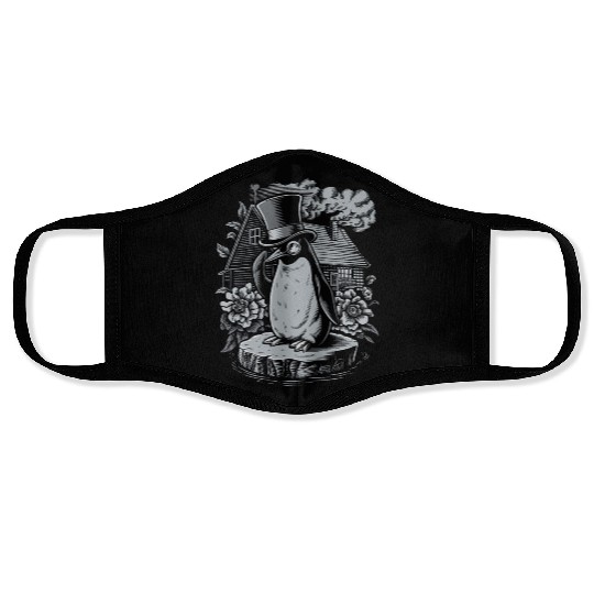 Dark Cottagecore Penguin in Top Hat by House Face Masks