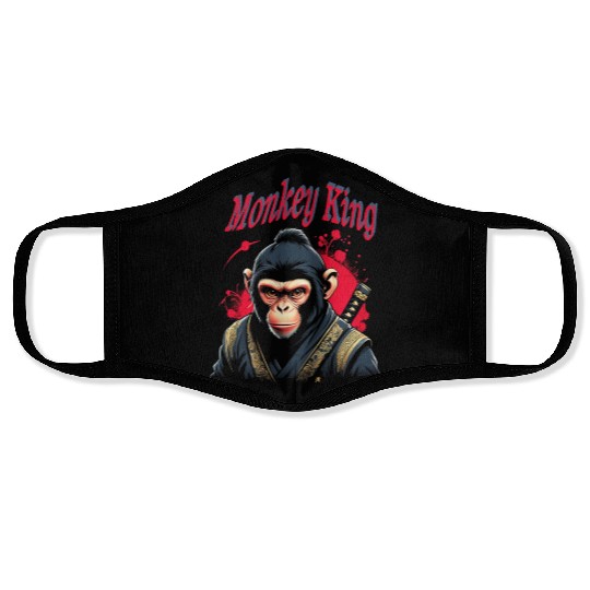 Monkey King Warrior – Bold Samurai Ape Artwork Face Masks