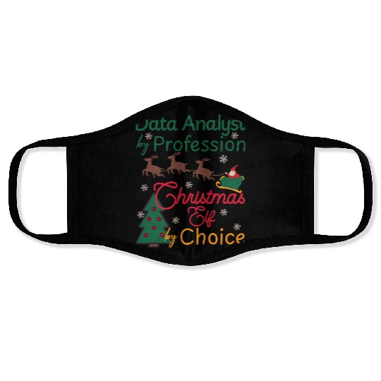 Data Analyst Christmas Xmas Elf Data Science Face Masks