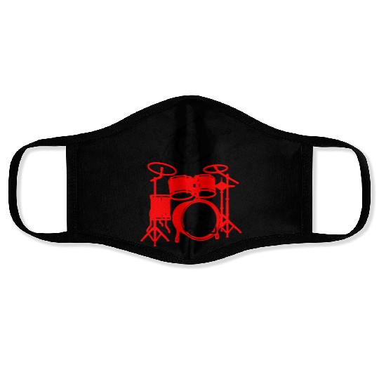 red drum set drummer Face Masks