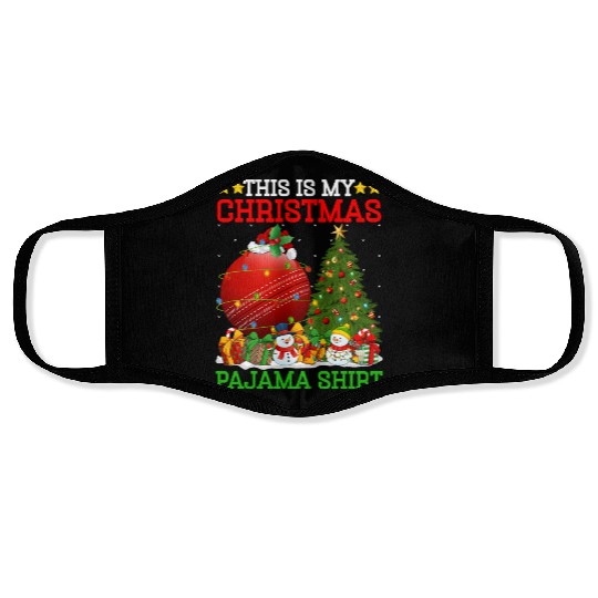 Cricket Ball Christmas Tree Lights Face Masks