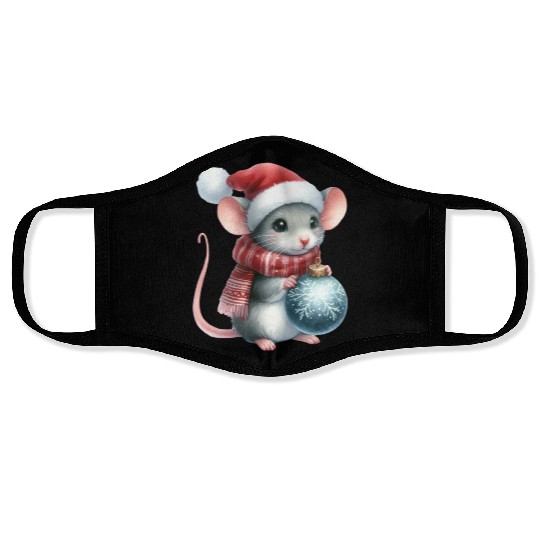 FUNNY CHRISTMAS MOUSE Face Masks