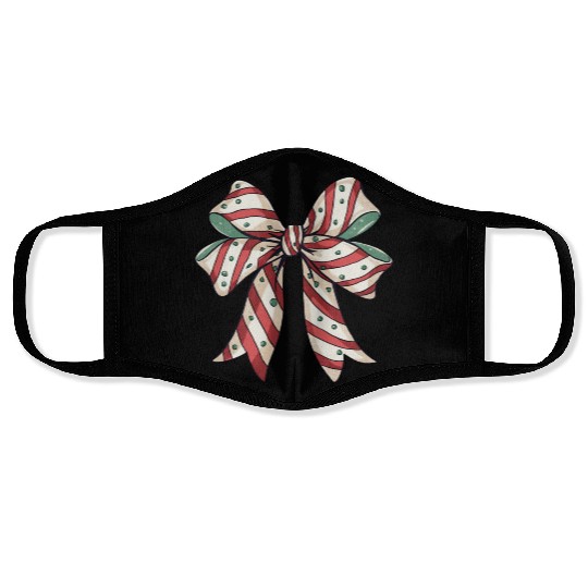 Christmas Coquette bow, Christmas Retro Face Masks