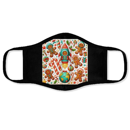 Christmas gingerbread shuttle Face Masks