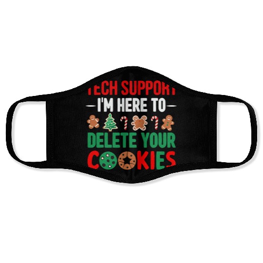Tech Support Christmas Cookies Women Men Funny Face Masks
