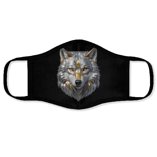 Noble Golden Wolf Face Masks
