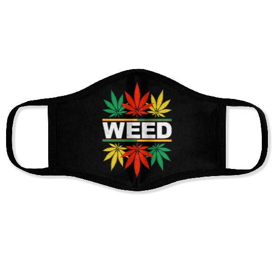 Weed - Cannabis Red Gold & Green Face Masks
