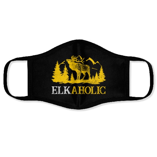 Elk Hunting Elkaholic Hunters Face Masks