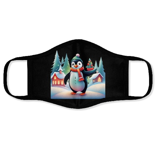 Christmas Merry Christmas For Gift Penguin Snowman Face Masks