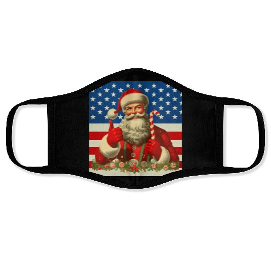 Patriotic Retro Santa: A Classic Christmas with Am Face Masks
