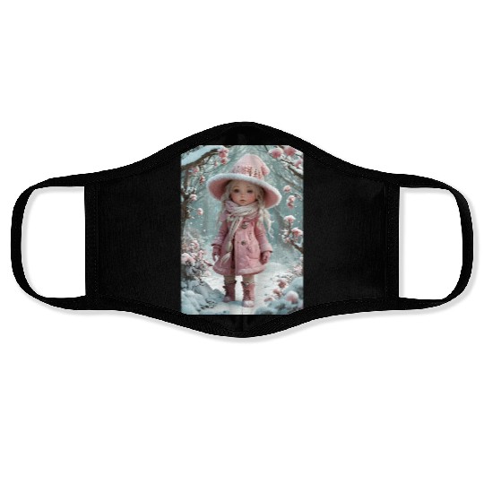 Full body of a realistic sweetness baby chibi girl Face Masks