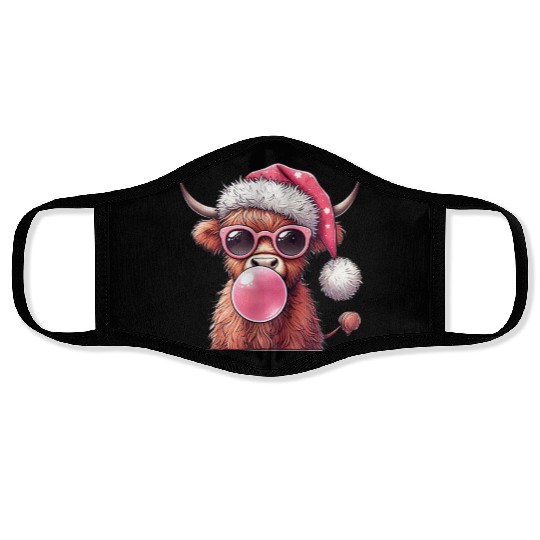 Highland Cow, Merry Christmas Face Masks