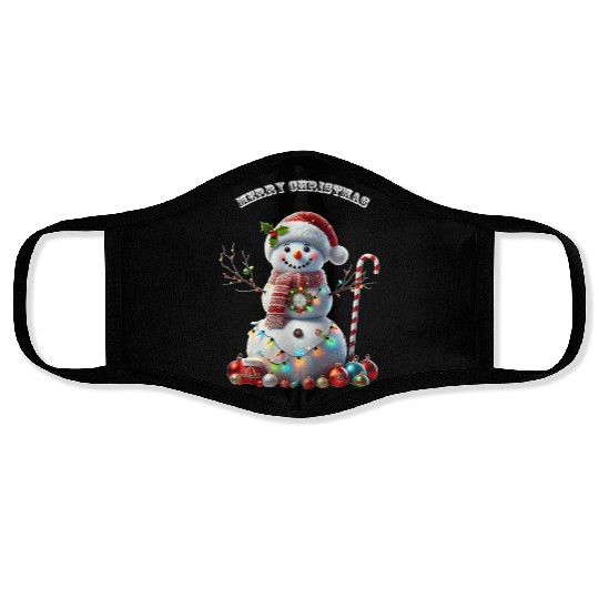 Christmas Holiday Snowman with Decorations URM Face Masks