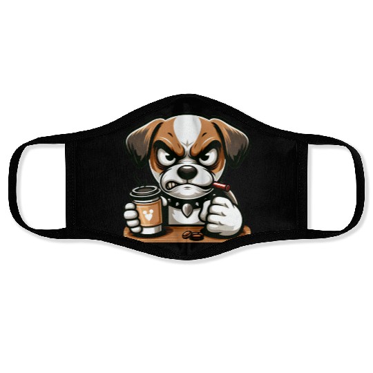 Angry Dog and Coffee Face Masks