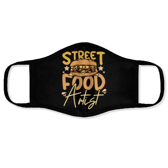 philly cheesesteak street food artist Face Masks