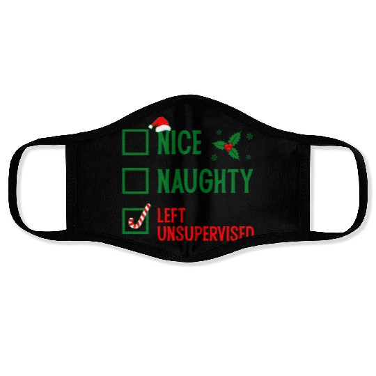 Left Unsupervised Christmas Checklist Face Masks
