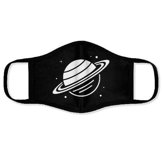 Minimalistic Saturn Planet Space Vector path34 Face Masks