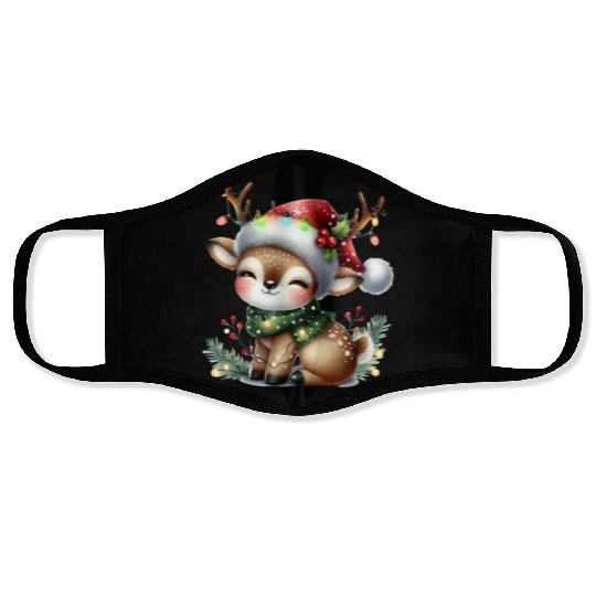 Deer Christmas, Merry Christmas Face Masks