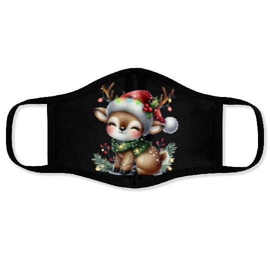 Deer Christmas, Merry Christmas Face Masks